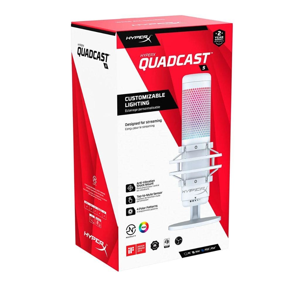 HyperX QuadCast S USB Microphone With RGB Lighting White Streaming