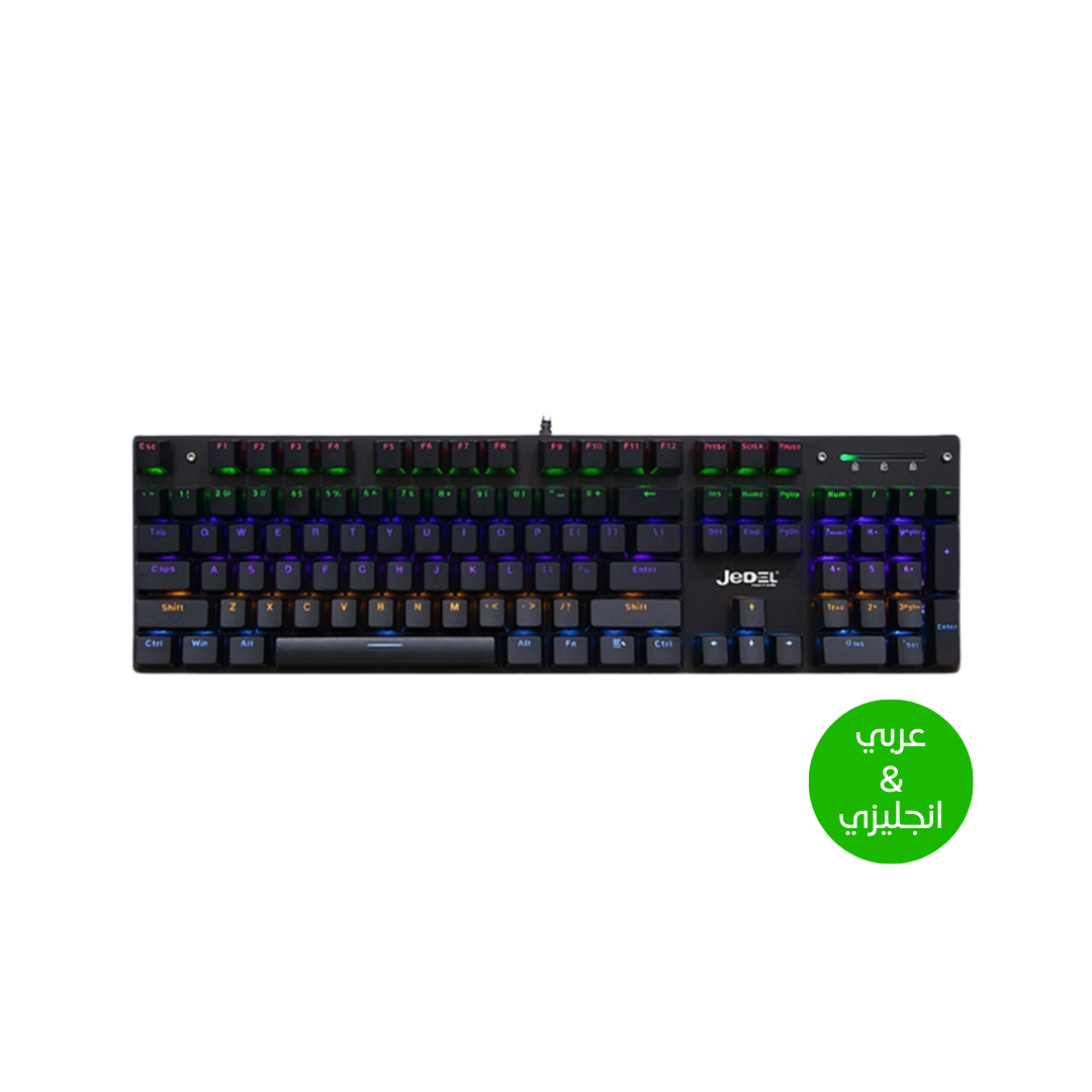Jedel Kl-138 Rgb Mechanical Keyboard (arabic & English) Blue Switch - Keyboard