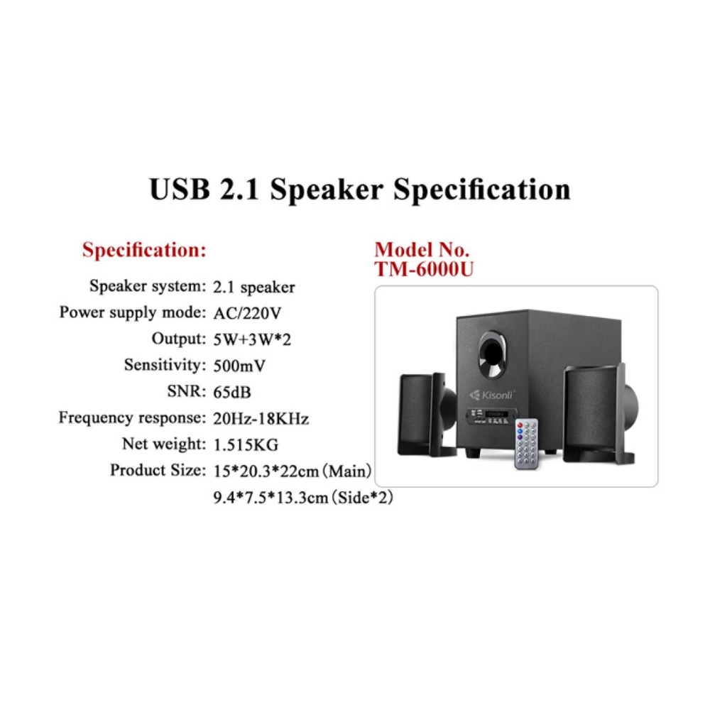 Kisonli TM 6000U creative speakers acoustic energy 2.1 home theater speaker