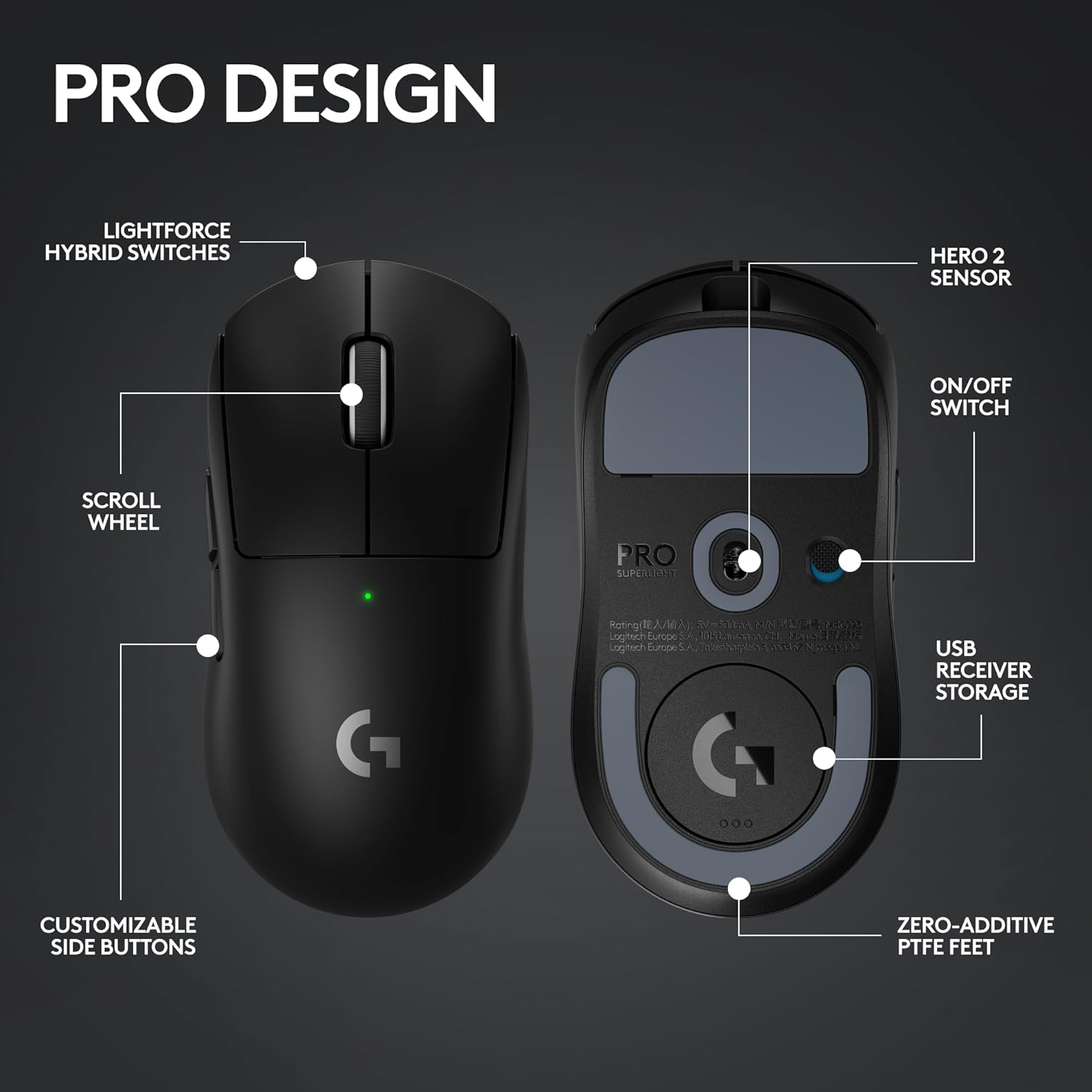 Logitech G PRO X SUPERLIGHT 2 LIGHTSPEED Wireless Gaming Mouse 8K Polling