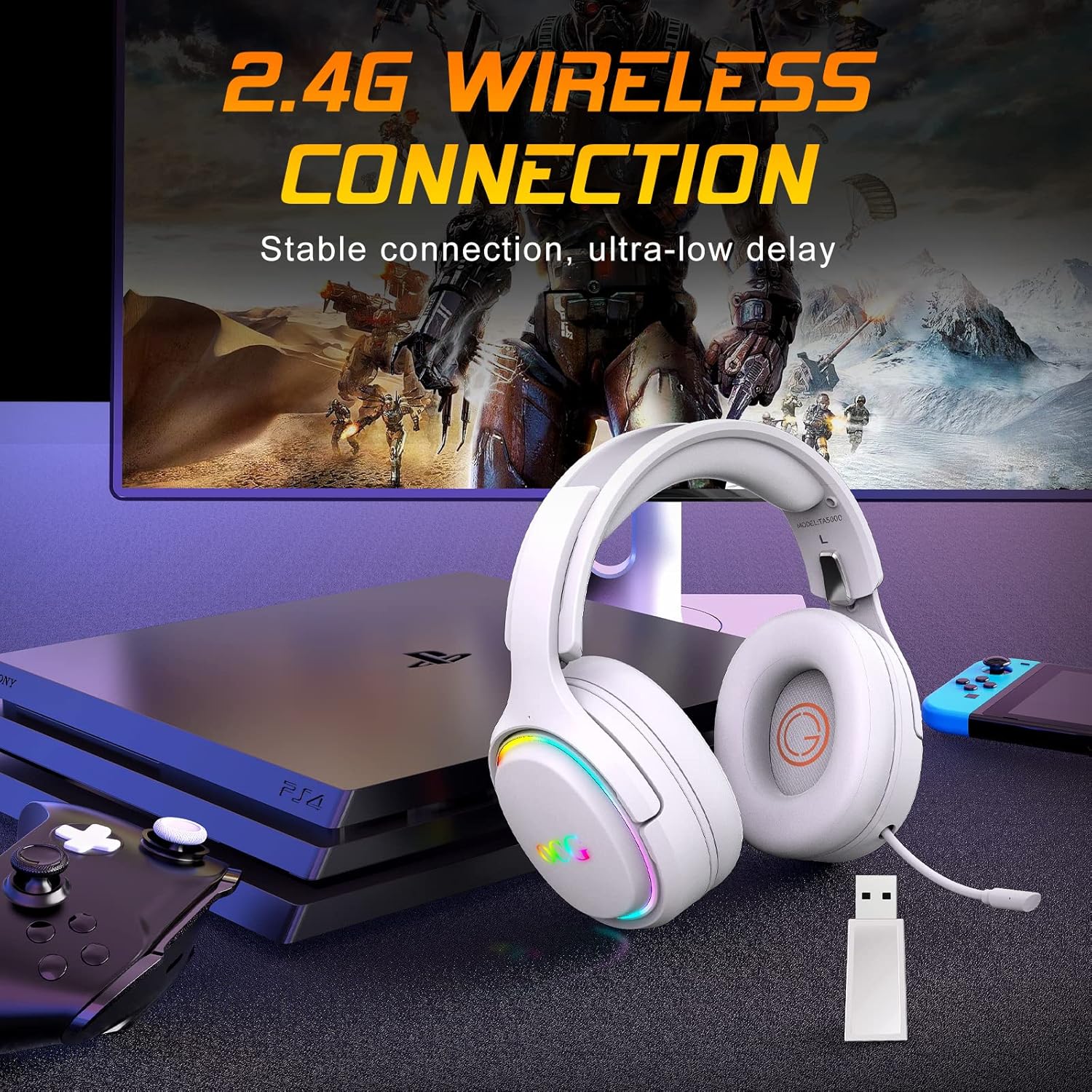 OCG Gaming Headset Dual Wireless Lossless 2.4G Bluetooth Gaming Headphones