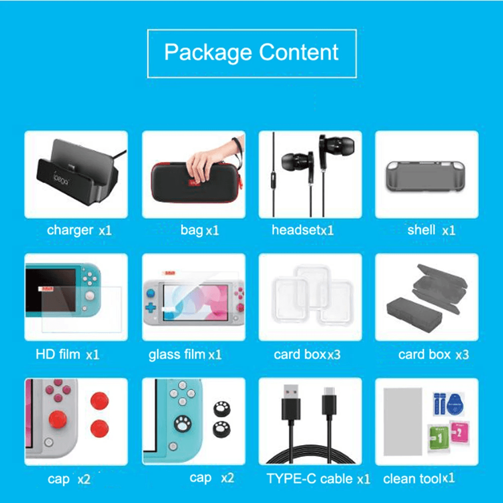 PG SL002 18 in 1 Super pack Accessories Set for Nintendo Switch Lite Console
