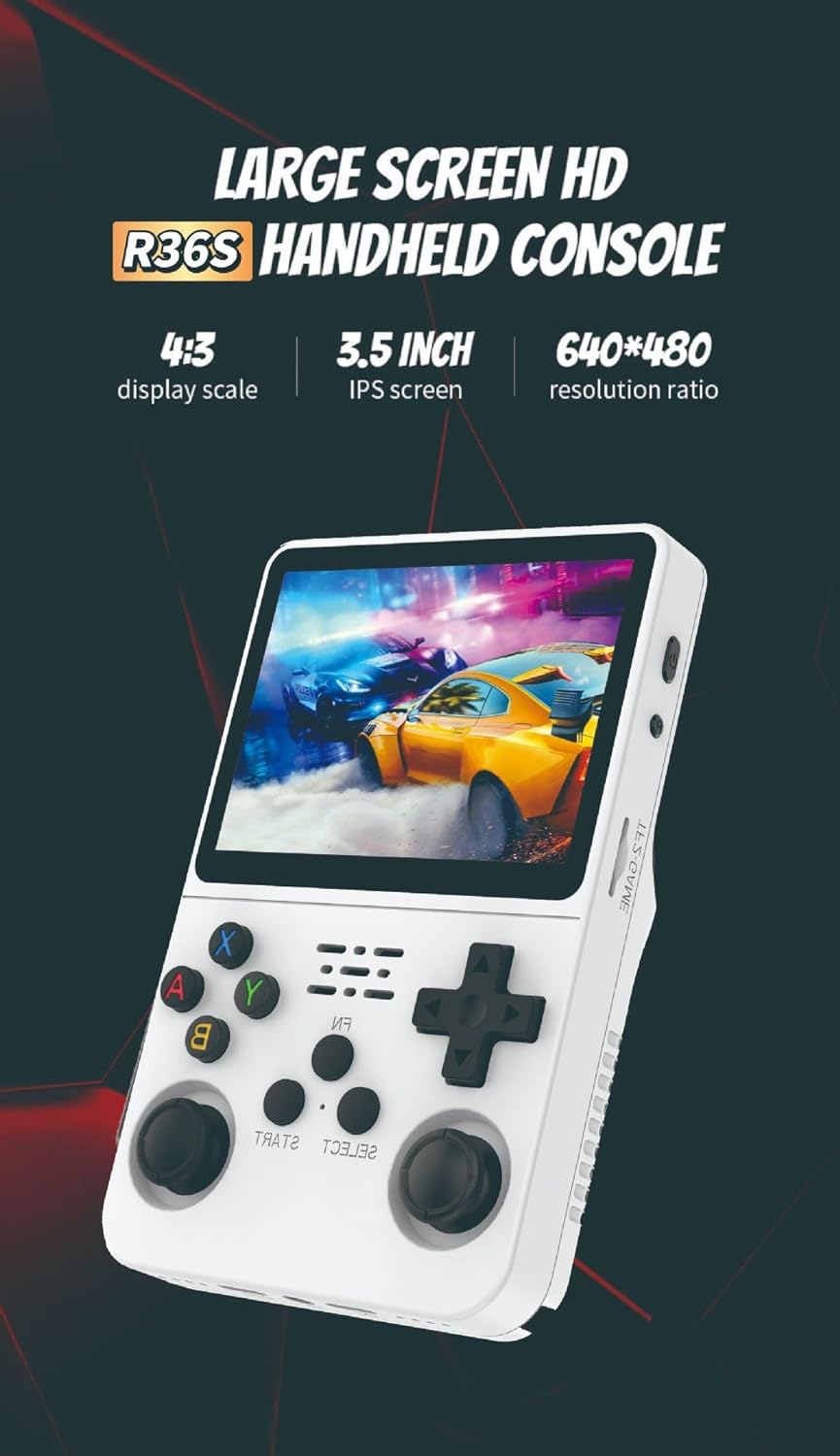 R36S Handheld Game Console 3.5 inch IPS Screen Retro Gaming Console 64G Card