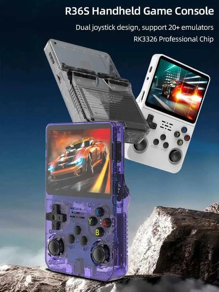 R36S Handheld Game Console 3.5 inch IPS Screen Retro Gaming Console 64G Card