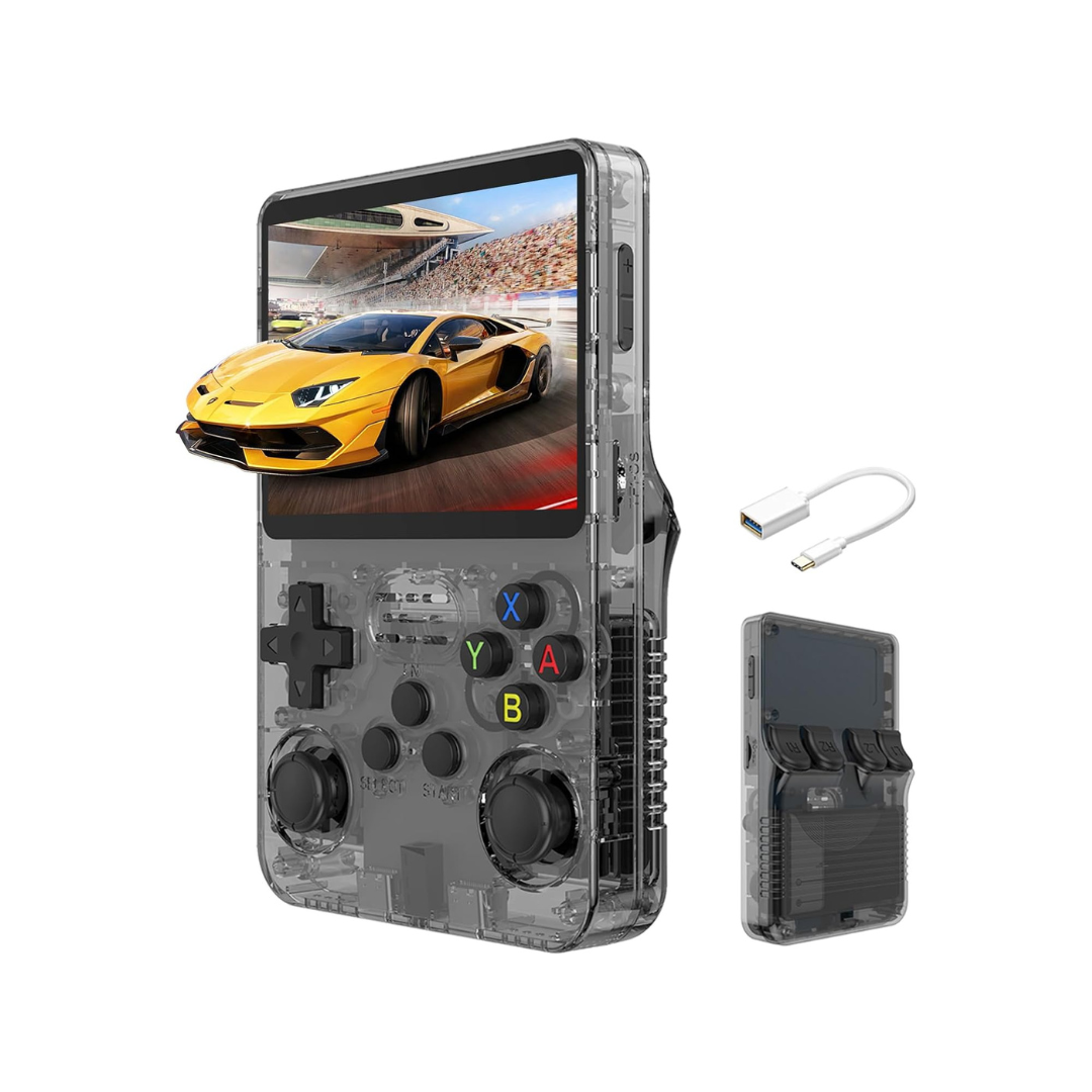 R36S Handheld Game Console 3.5 inch IPS Screen Retro Gaming Console 64G Card
