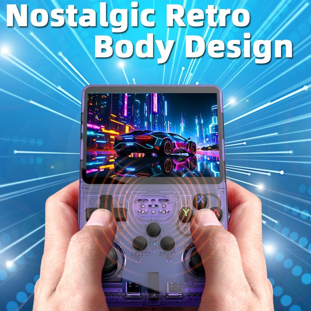 R36S Handheld Game Console 3.5 inch IPS Screen Retro Gaming Console 64G Card