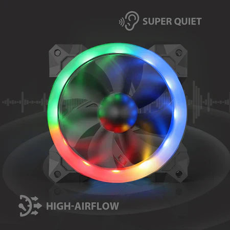 Redragon GC F008 Computer Case 120mm PC Cooling Fan RGB LED Quiet High Airflow