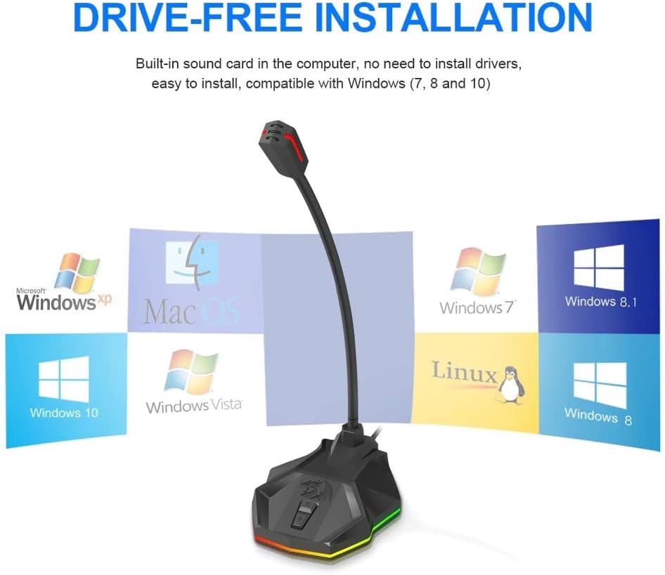 Redragon Gm99 Stix Usb Rgb Gaming Stream Desktop Microphone to to Streaming Podcasting,studio Recording,youtube,skype