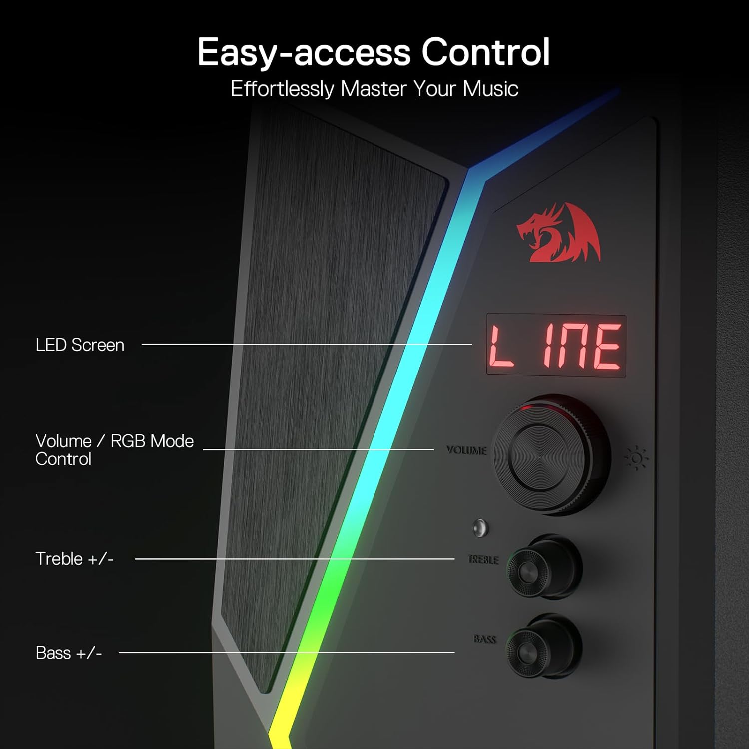 Redragon GS520 PRO Computer Gaming Speakers with Subwoofer 2.1 Channel RGB