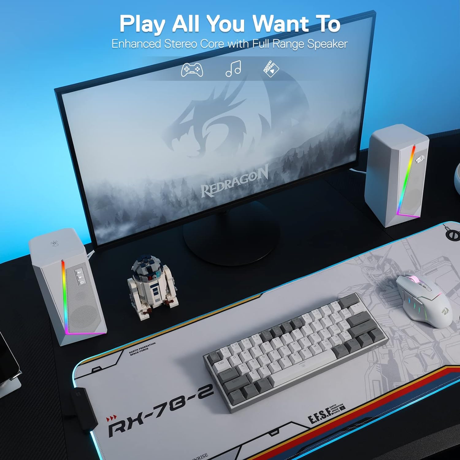 Redragon GS520 RGB Desktop Speakers White Speakers