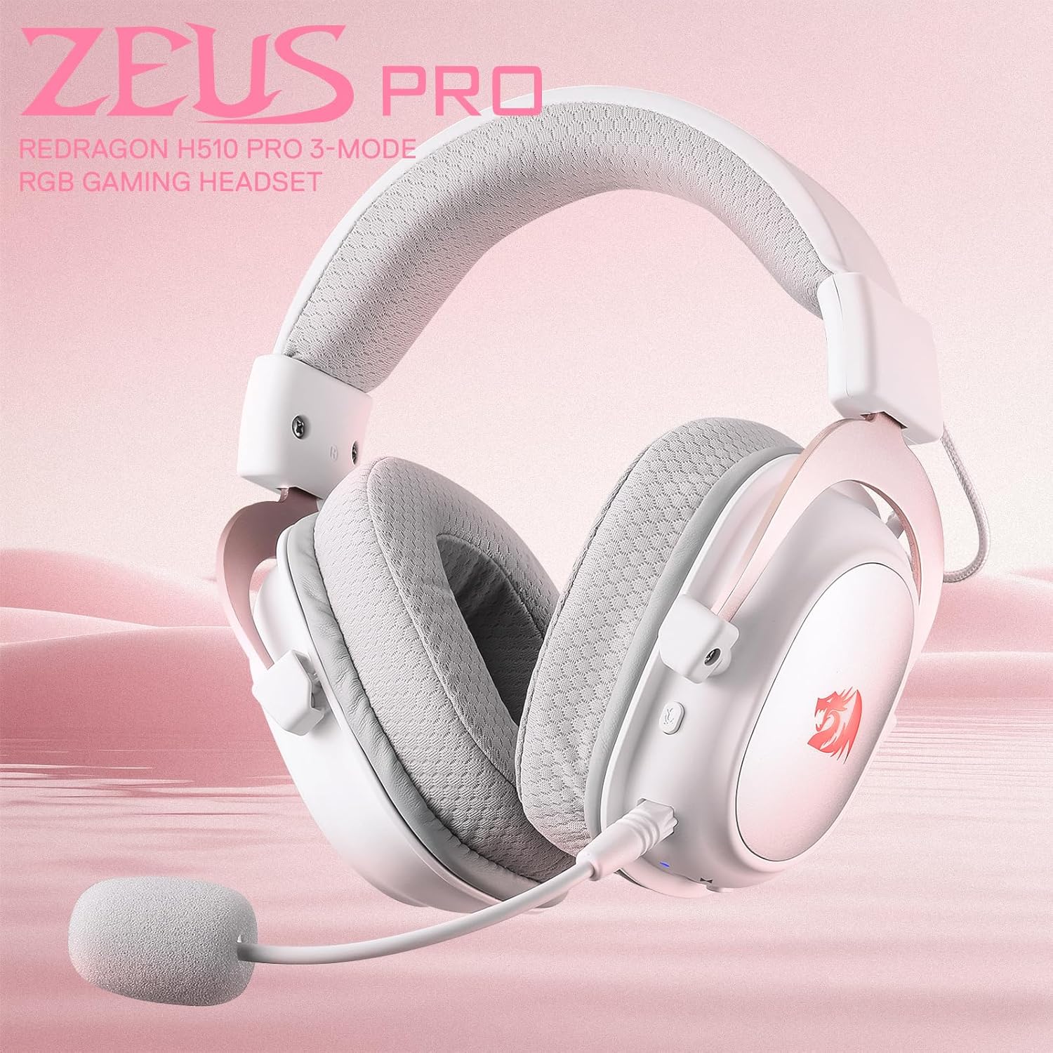 Redragon H510 Pro 3-mode Rgb Gaming Headset - 7.1 Surround Sound - 53mm Audio Drivers in Memory Foam Ear Pads W/durable