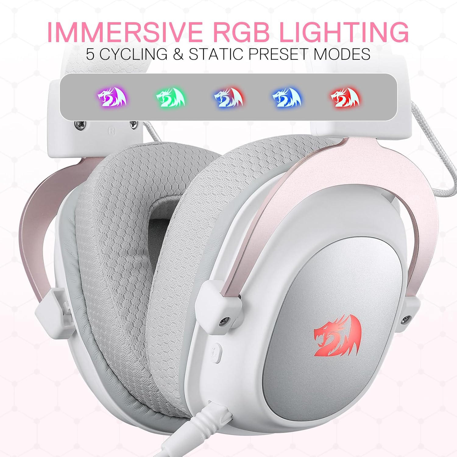 Redragon H510 Pro 3-mode Rgb Gaming Headset - 7.1 Surround Sound - 53mm Audio Drivers in Memory Foam Ear Pads W/durable