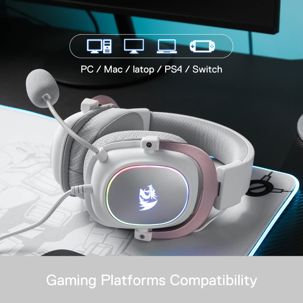Redragon H510 ZEUS X RGB White Wired Gaming Headset Headset 3.5