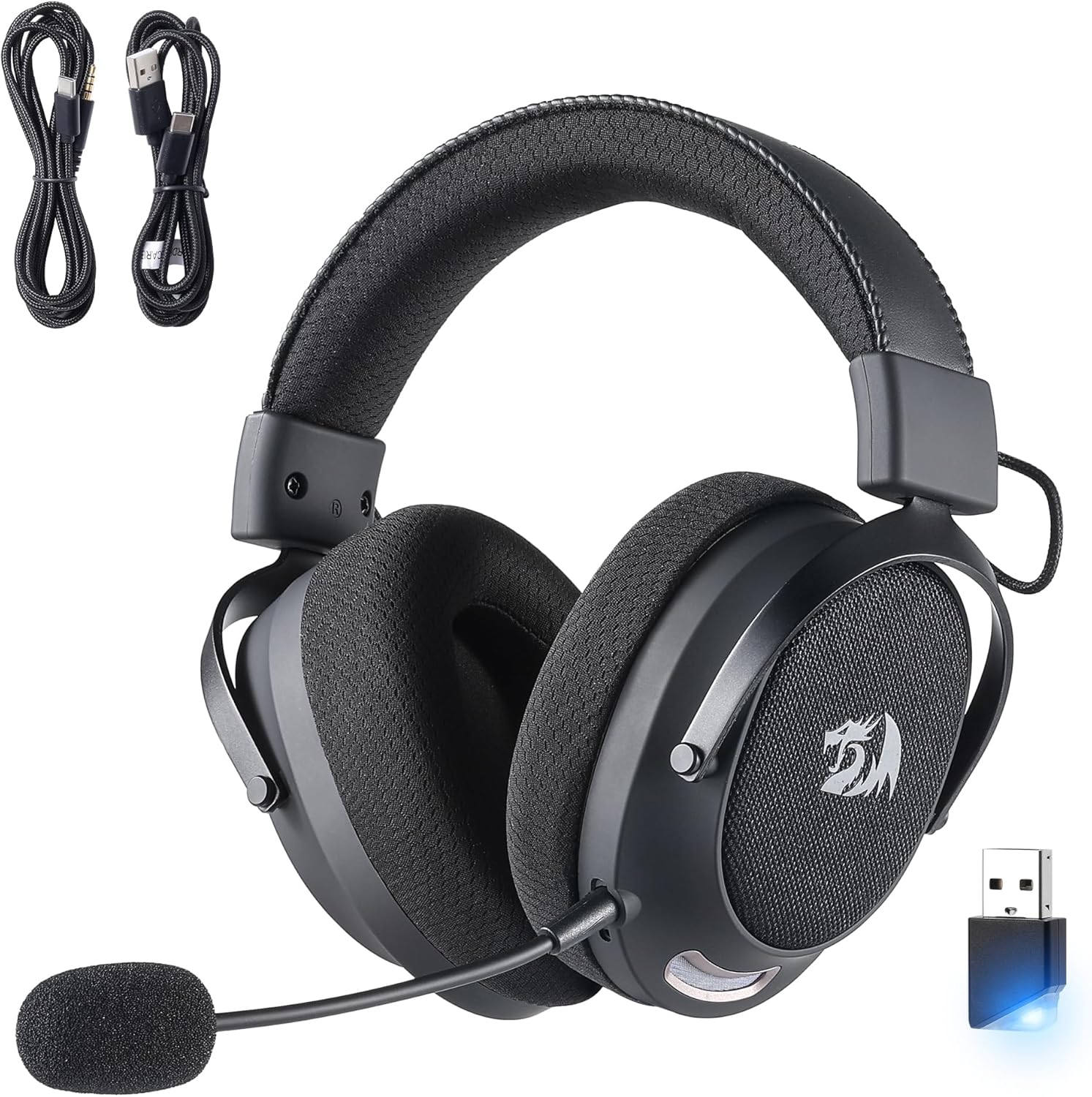 Redragon H858 3-mode Wireless Gaming Headset 7.1 Surround Sound + Redragon Ha300 Scepter Pro Headset Stand Rgb. - Audio