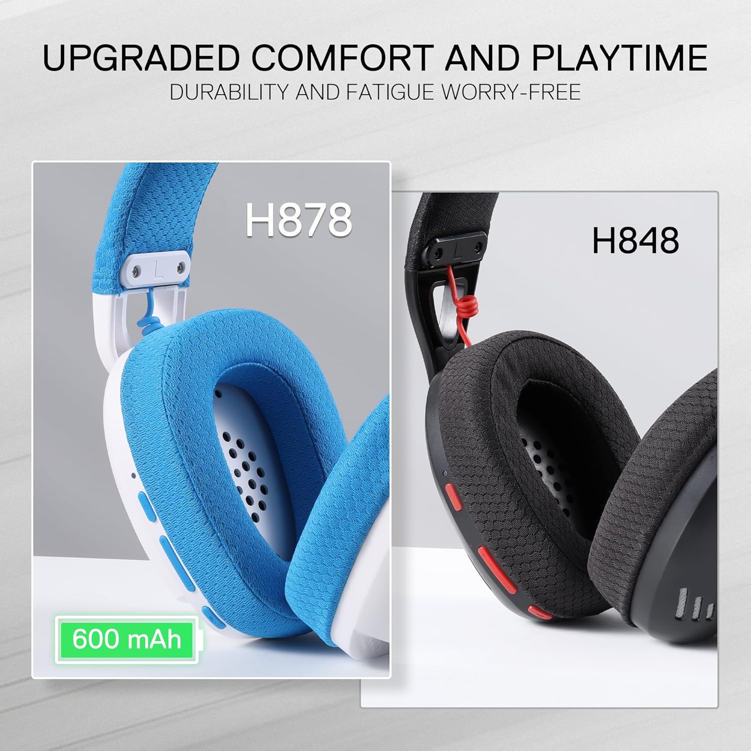 Redragon H878 3 Mode Wireless Blue Lighting Gaming Headset Lightweight 7.1