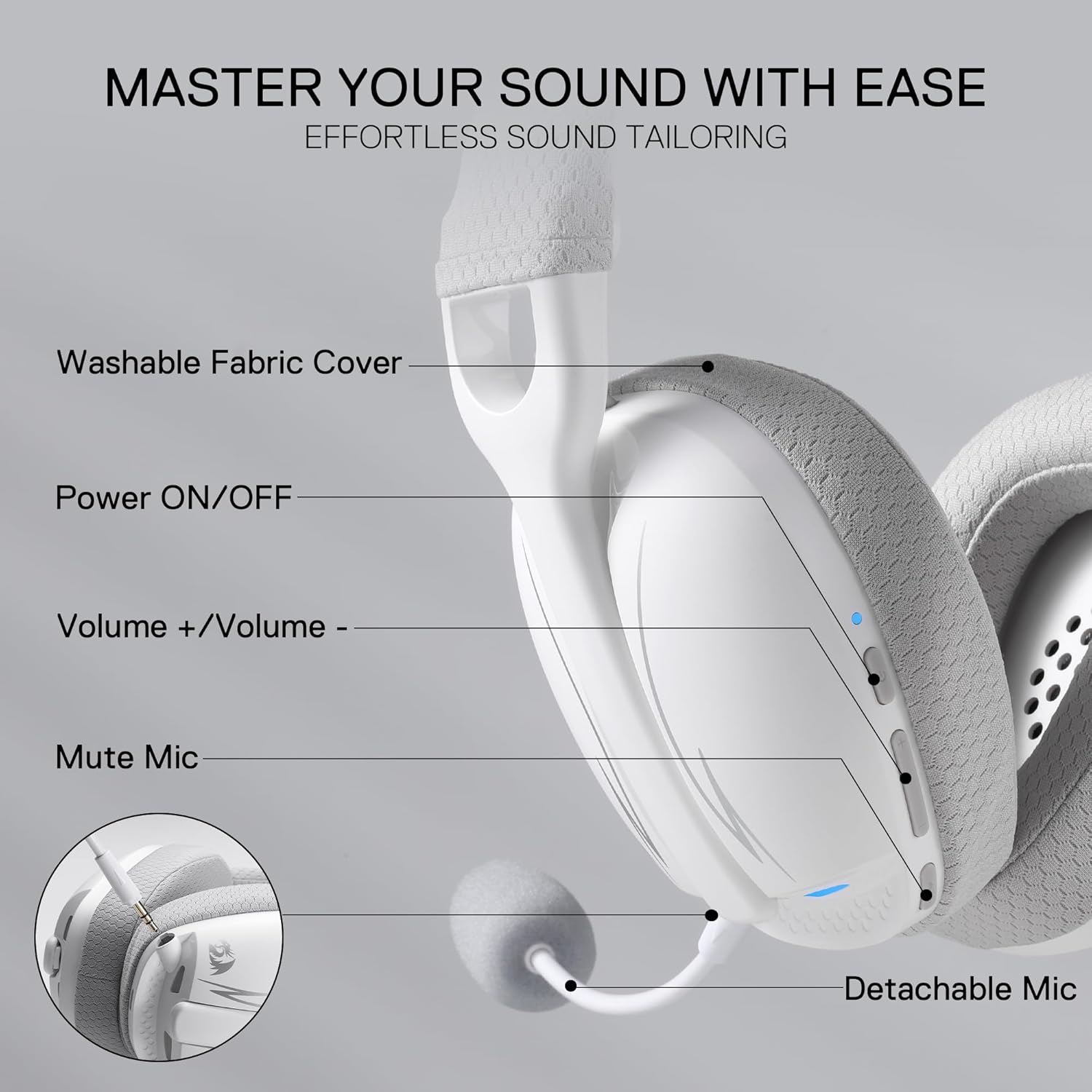 Redragon H878 3 Mode Wireless Blue Lighting Gaming Headset Lightweight 7.1