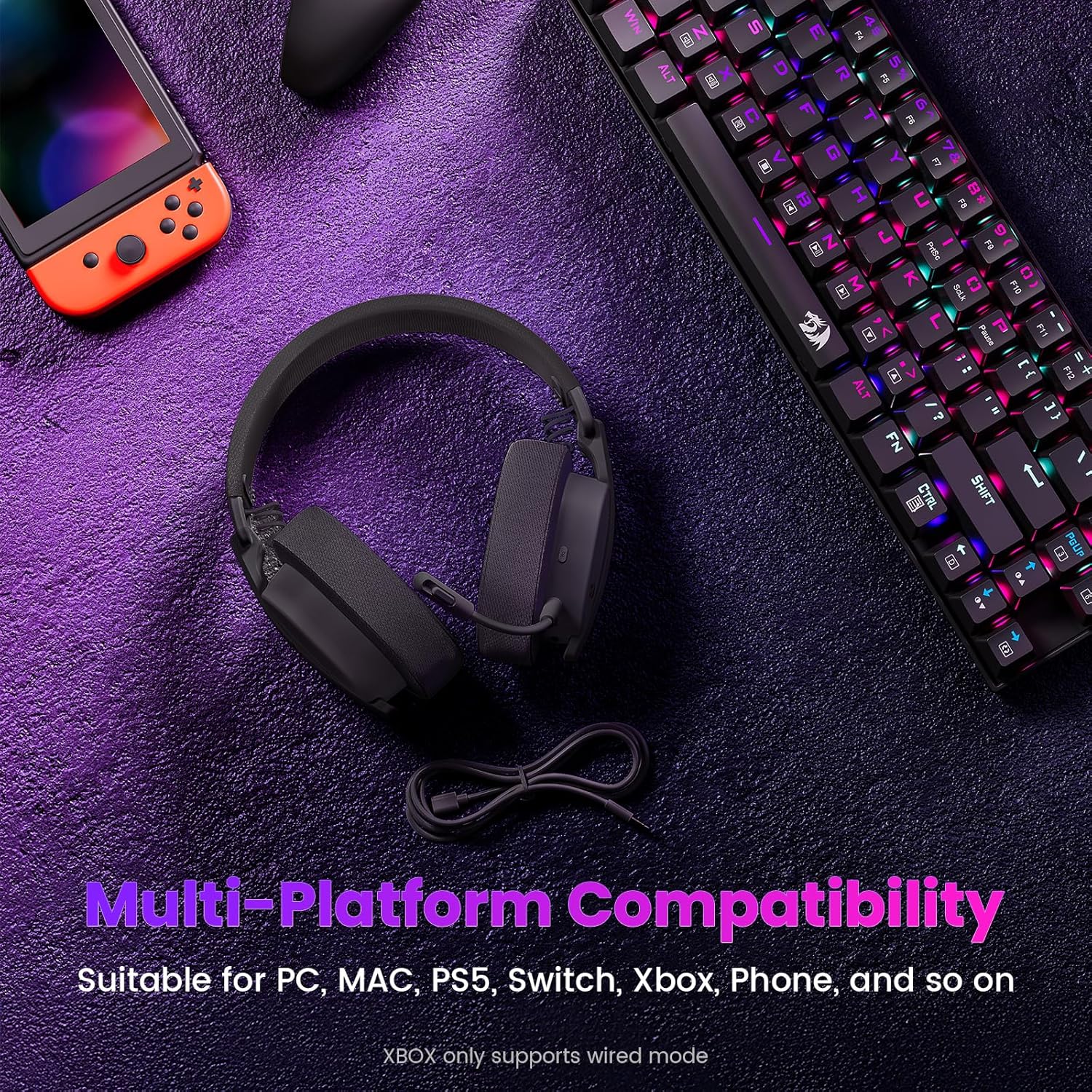 Redragon H888 Wireless Gaming Headset with 7.1 Surround Sound Tri Mode Gaming