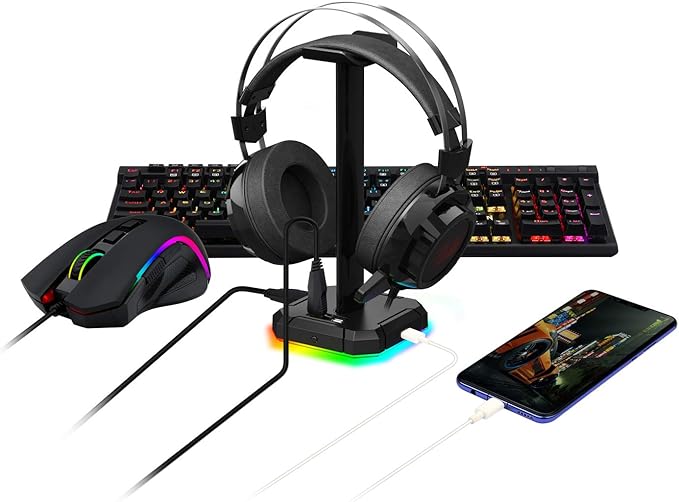 Redragon Ha300 Scepter Pro Headset Stand Rgb Backlit Gaming Headphone Stand - Audio | Headset Accessories