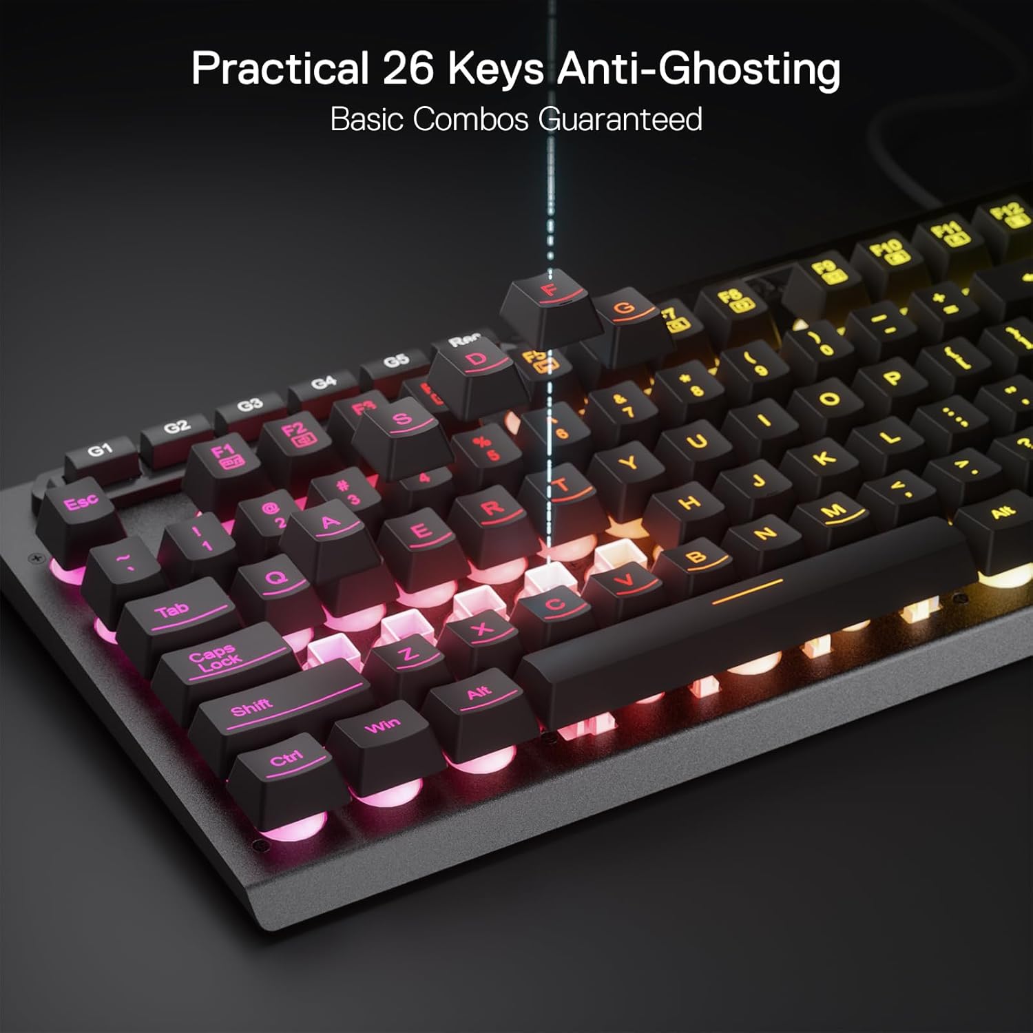 Redragon K513 RGB Membrane Gaming Keyboard Standard 104 Keys Linear Mechanical