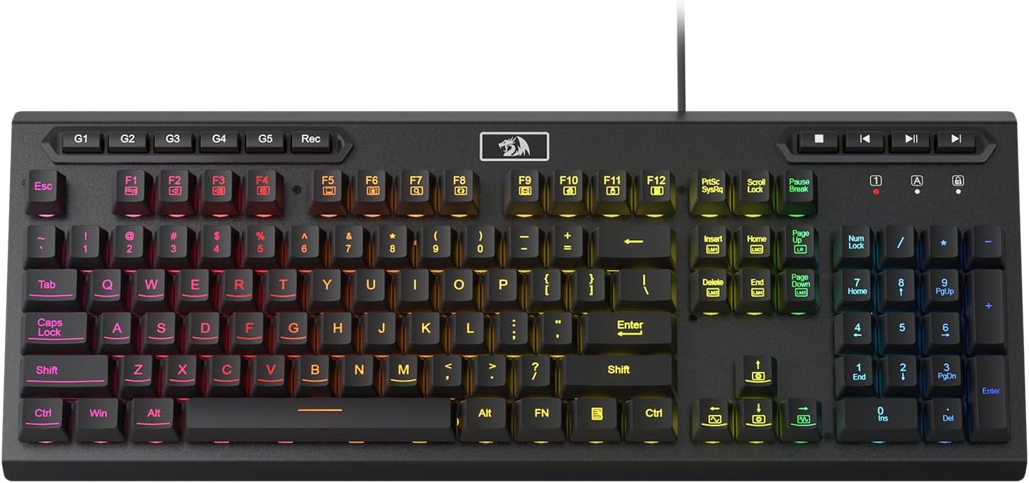 Redragon K513 RGB Membrane Gaming Keyboard Standard 104 Keys Linear Mechanical