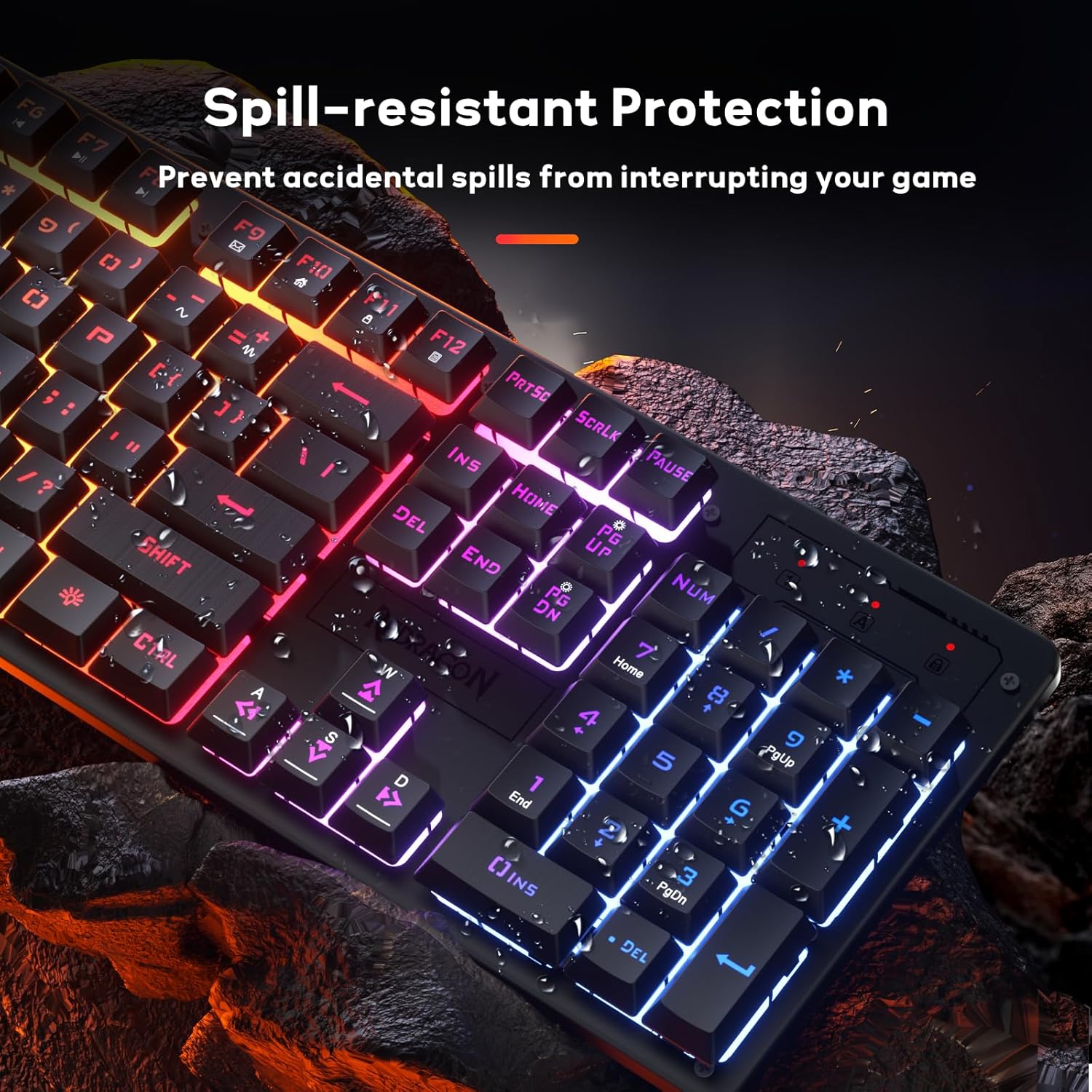 Redragon K521 Upgrade Rainbow Led Gaming Keyboard 104 Keys Wired Mechanical Feeling Keyboard with Multimedia Keys