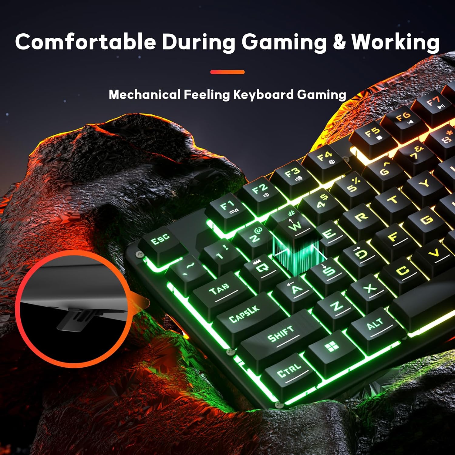 Redragon K521 Upgrade Rainbow Led Gaming Keyboard 104 Keys Wired Mechanical Feeling Keyboard with Multimedia Keys