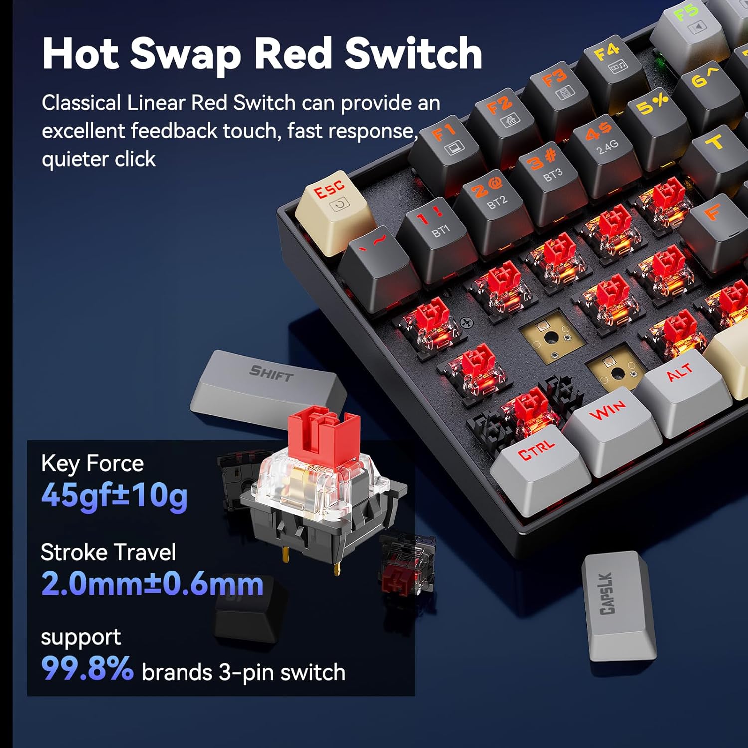 Redragon K552 Mechanical Gaming Keyboard 87-key Compact Led Gaming Keyboard with Red Switches Anti-ghosting Metal Frame