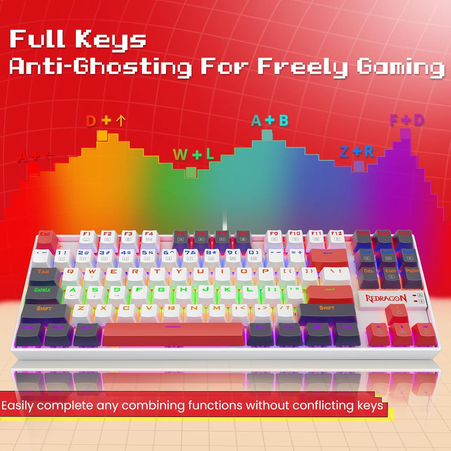 Redragon K552 Mechanical Gaming Keyboard 87-key Compact Led Gaming Keyboard with Red Switches Anti-ghosting Metal Frame