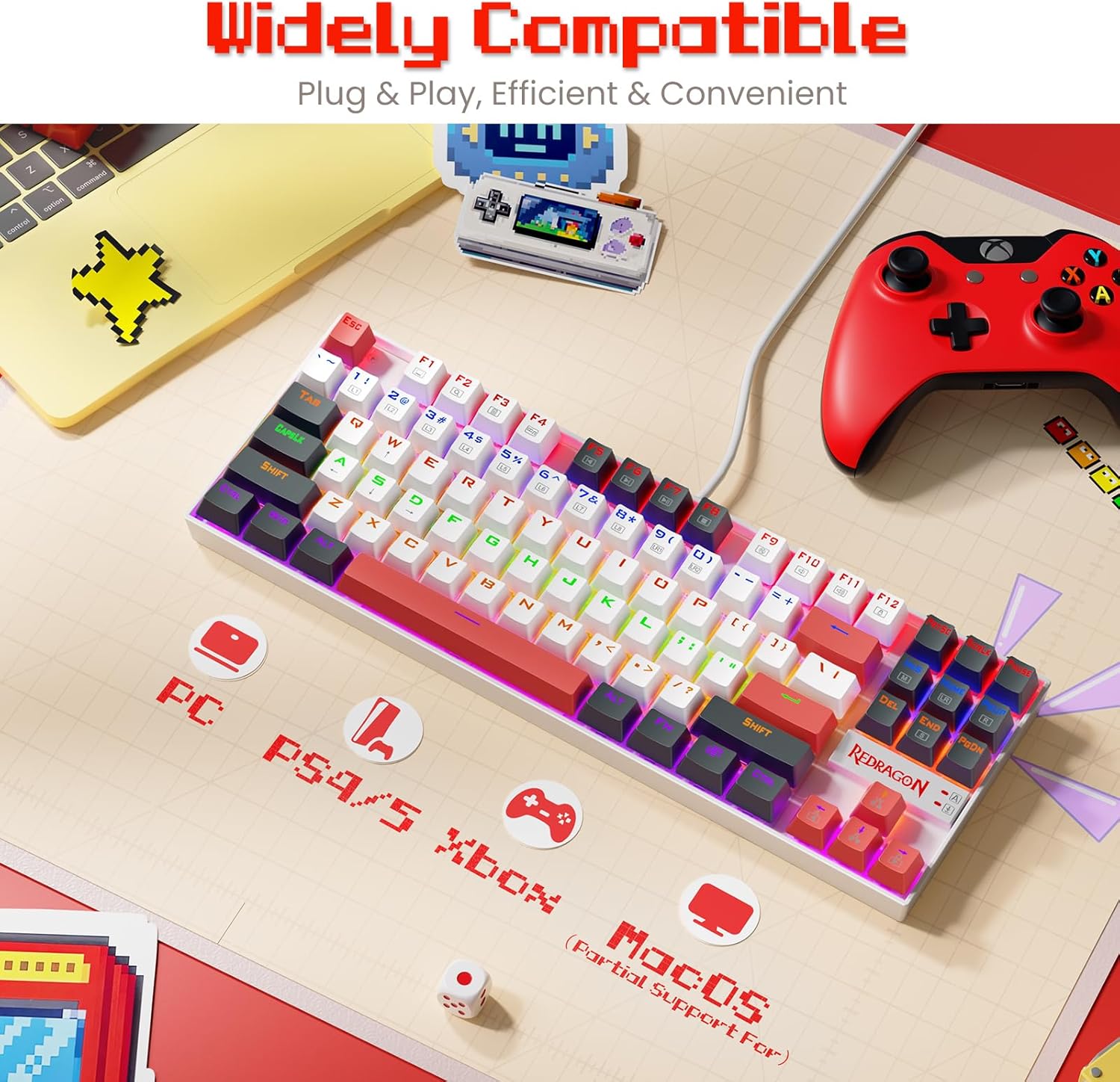 Redragon K552 Mechanical Gaming Keyboard 87-key Compact Led Gaming Keyboard with Red Switches Anti-ghosting Metal Frame