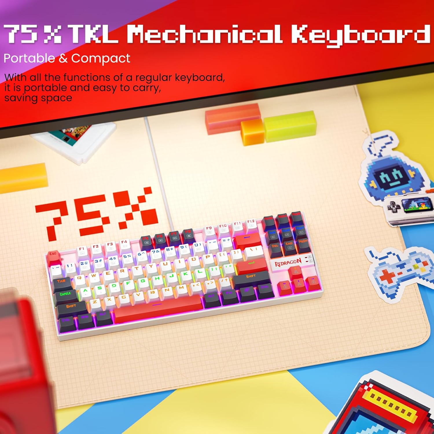 Redragon K552 Mechanical Gaming Keyboard 87-key Compact Led Gaming Keyboard with Red Switches Anti-ghosting Metal Frame