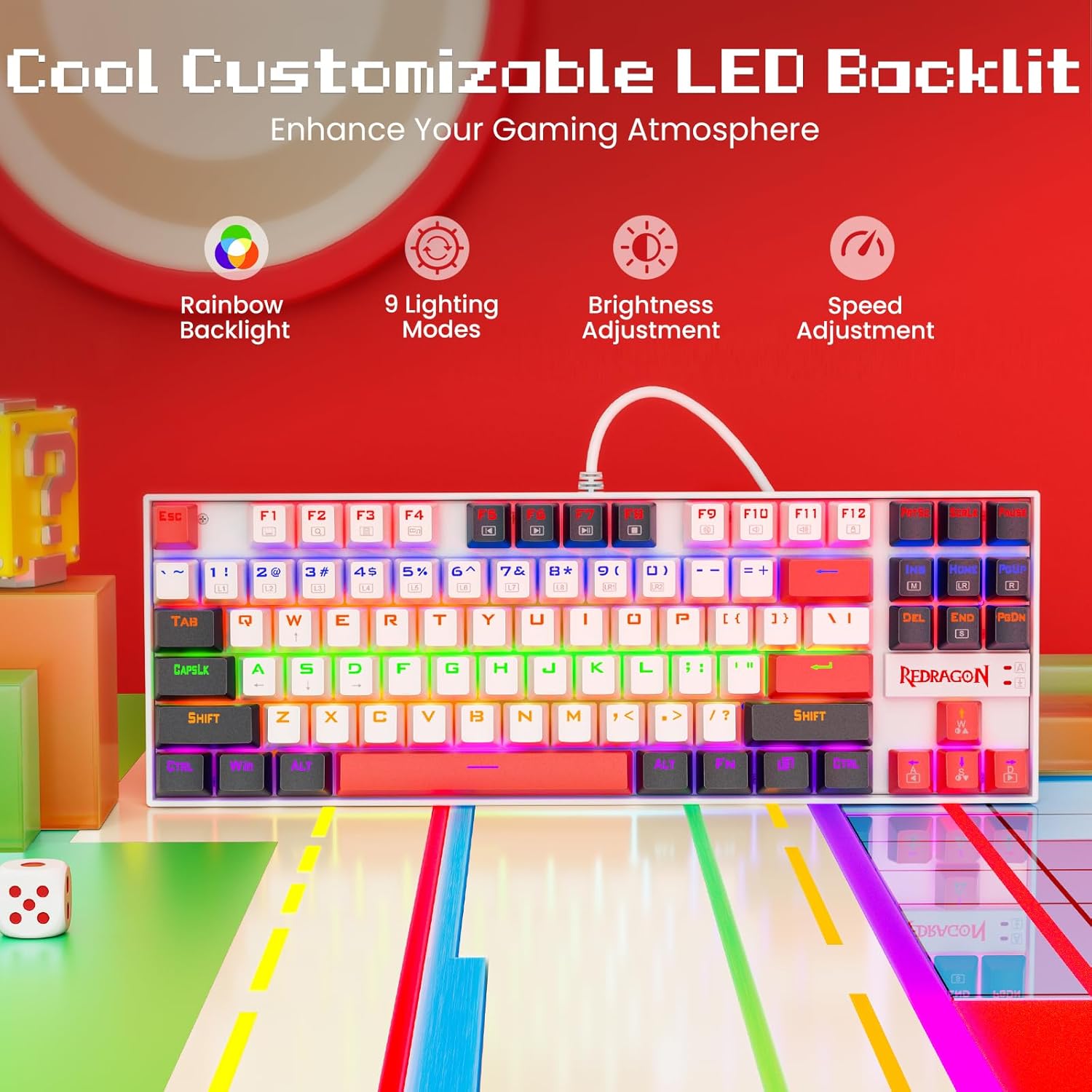 Redragon K552 Mechanical Gaming Keyboard 87-key Compact Led Gaming Keyboard with Red Switches Anti-ghosting Metal Frame