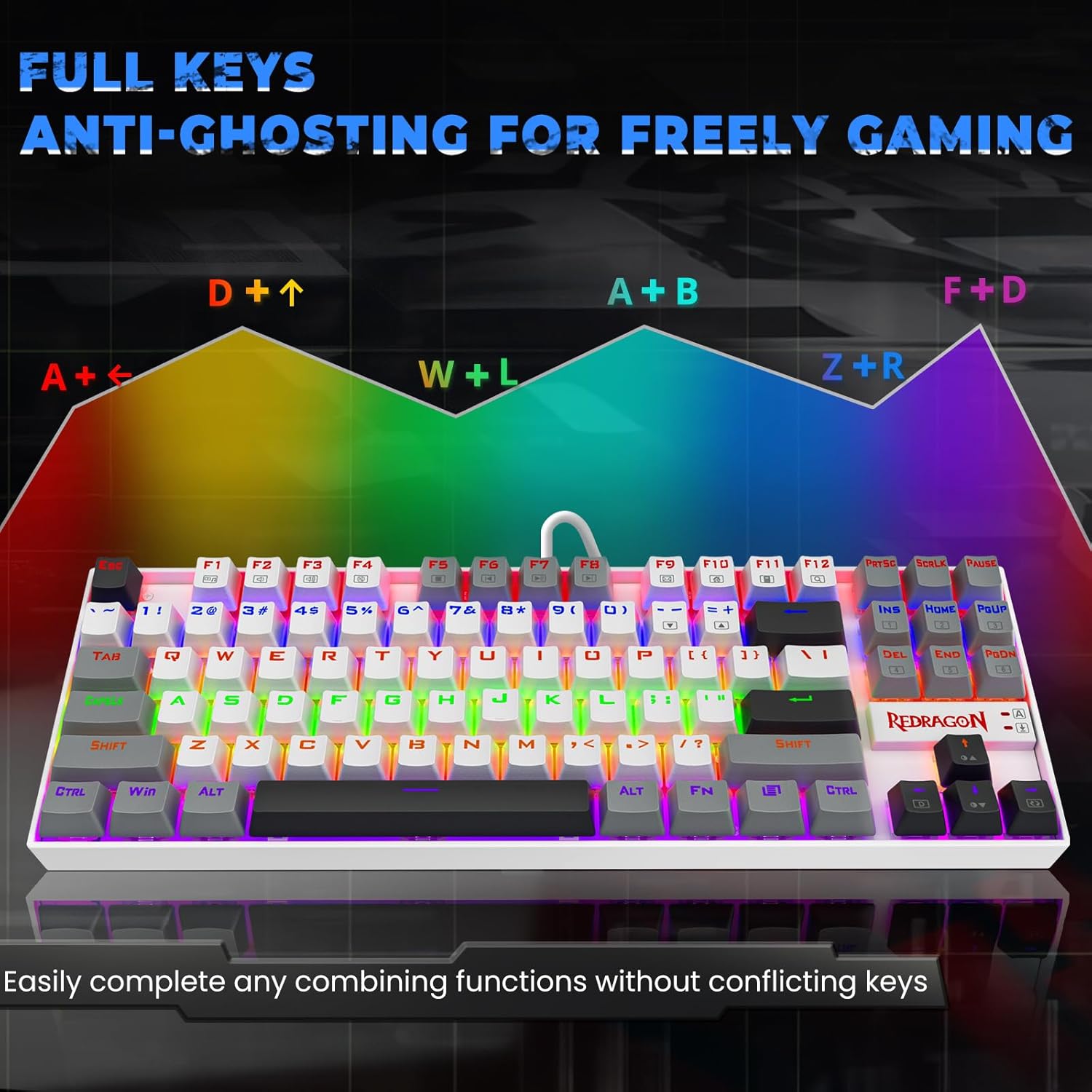 Redragon K552 Mechanical Gaming Keyboard 87-key Compact Led Gaming Keyboard with Red Switches Anti-ghosting Metal Frame