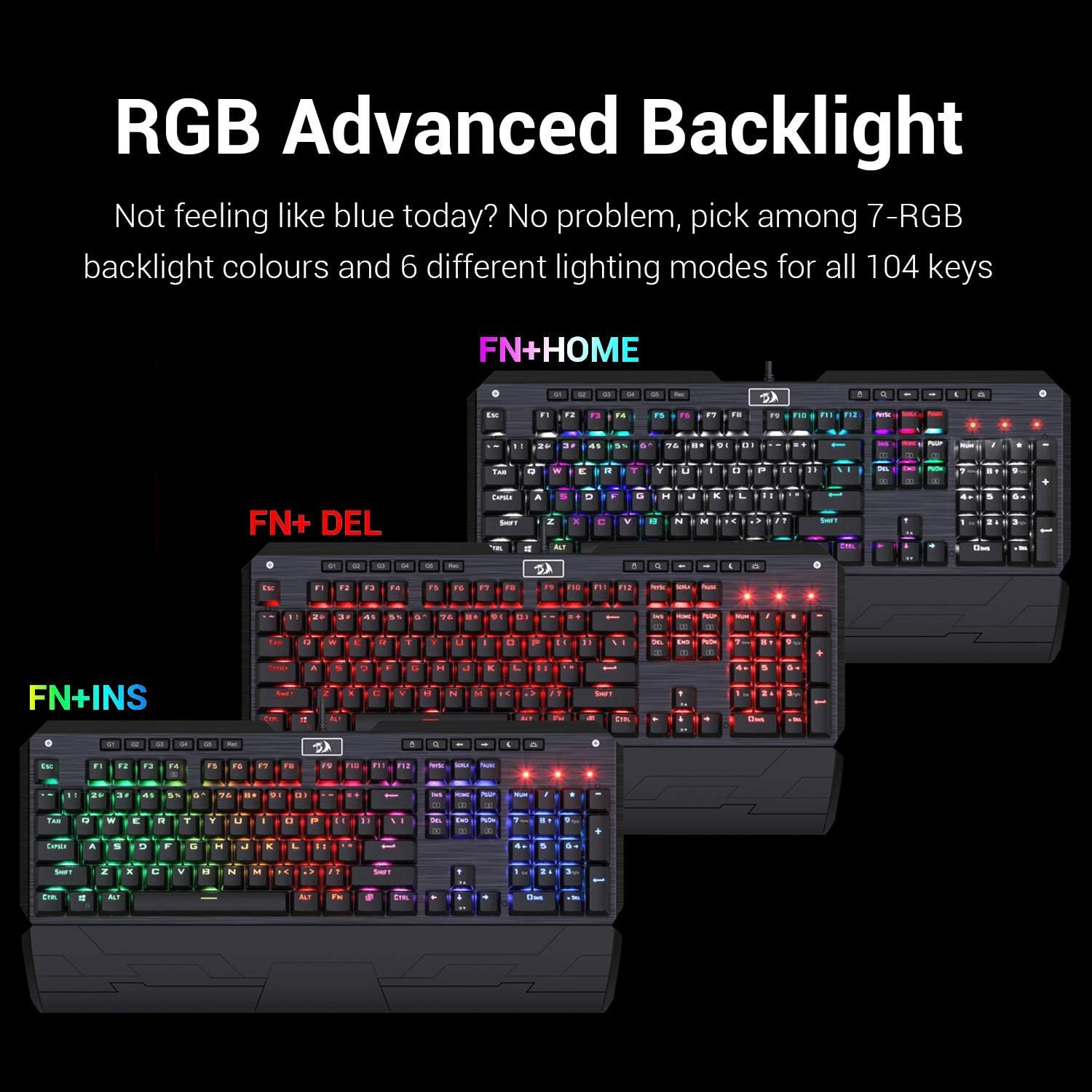 Redragon K555 Mechanical Gaming Keyboard with Blue Switches Macro Recording