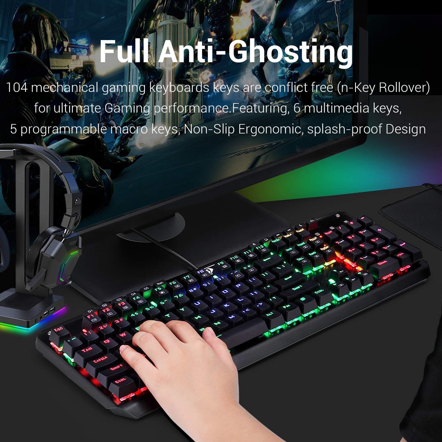 Redragon K555 Mechanical Gaming Keyboard with Blue Switches Macro Recording