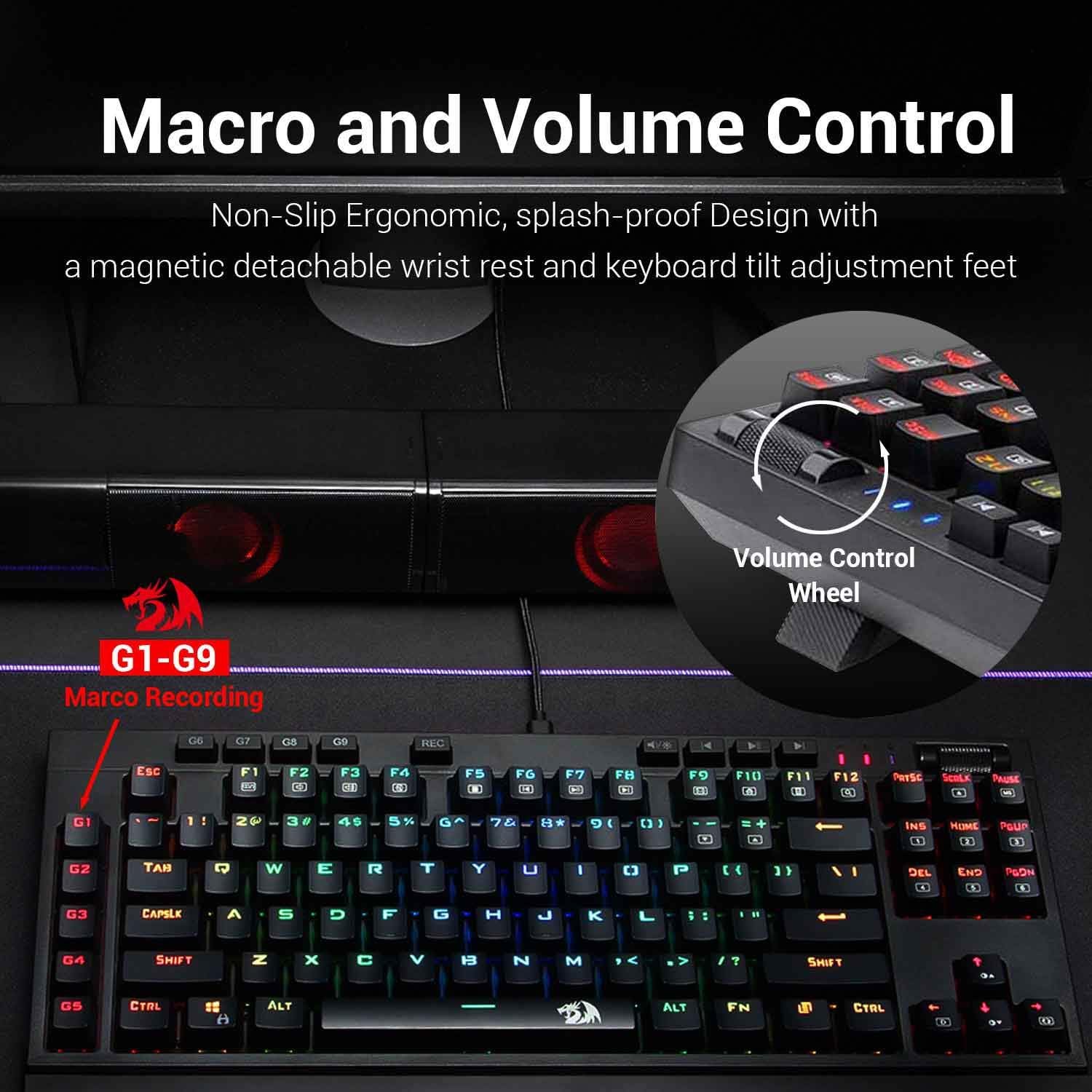 Redragon K588 RGB Backlit Mechanical Gaming Keyboard with Programmable Keys