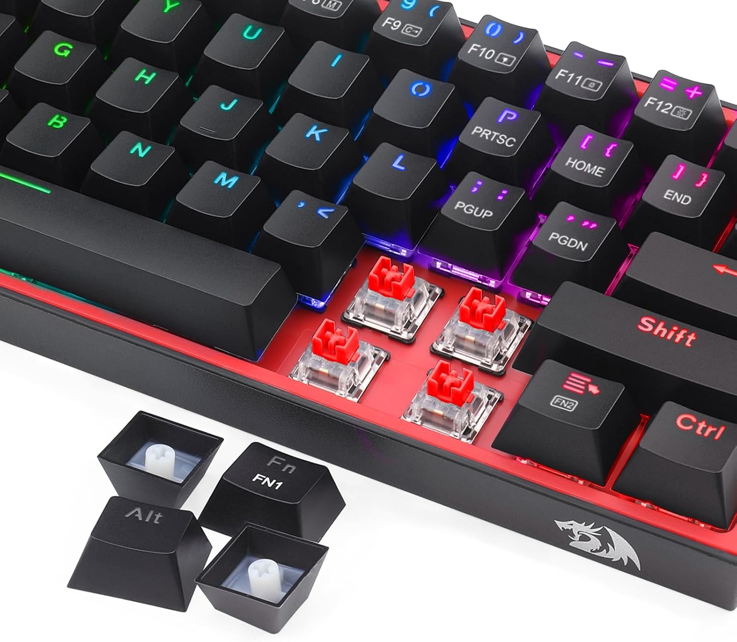 Redragon K616 Fizz Pro 60% Wirless /wired Rgb Gaming Keyboard 61 Keys Compact Mechanical Keyboard Black Linear Red