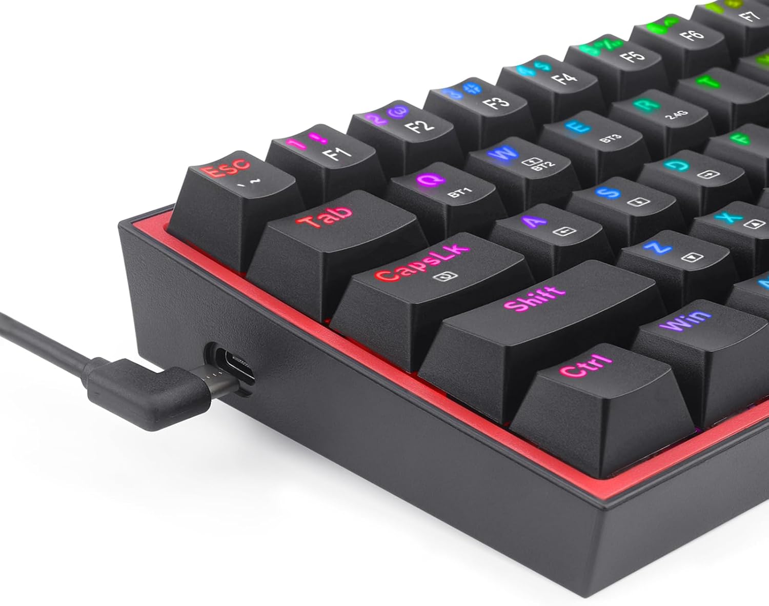 Redragon K616 Fizz Pro 60% Wirless /wired Rgb Gaming Keyboard 61 Keys Compact Mechanical Keyboard Black Linear Red