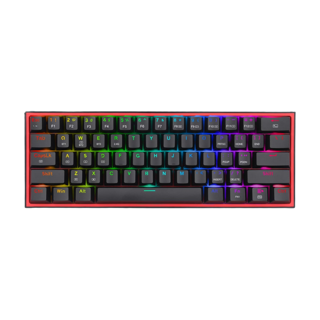 Redragon K616 Fizz Pro 60% Wirless /wired Rgb Gaming Keyboard 61 Keys Compact Mechanical Keyboard Black Linear Red