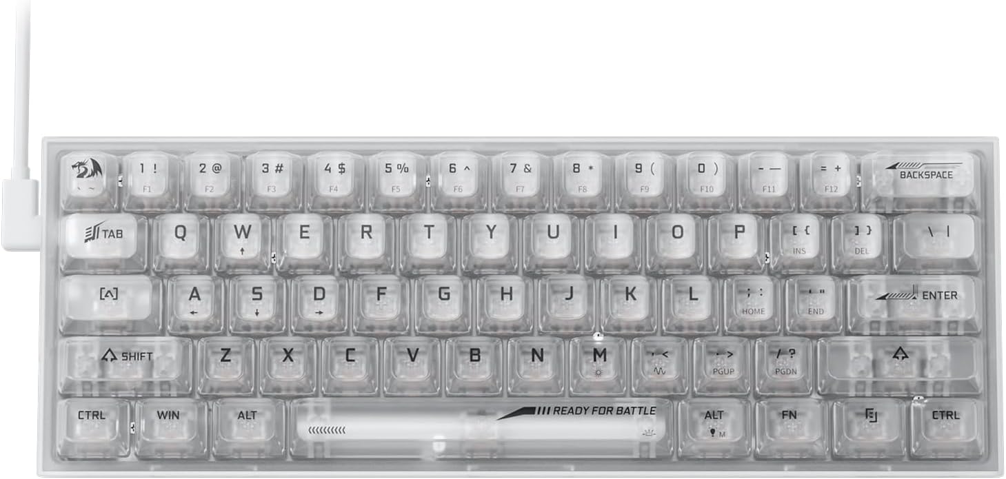Redragon K617 CT 60% Wired RGB Gaming Keyboard 61 Keys Compact Full Transparent