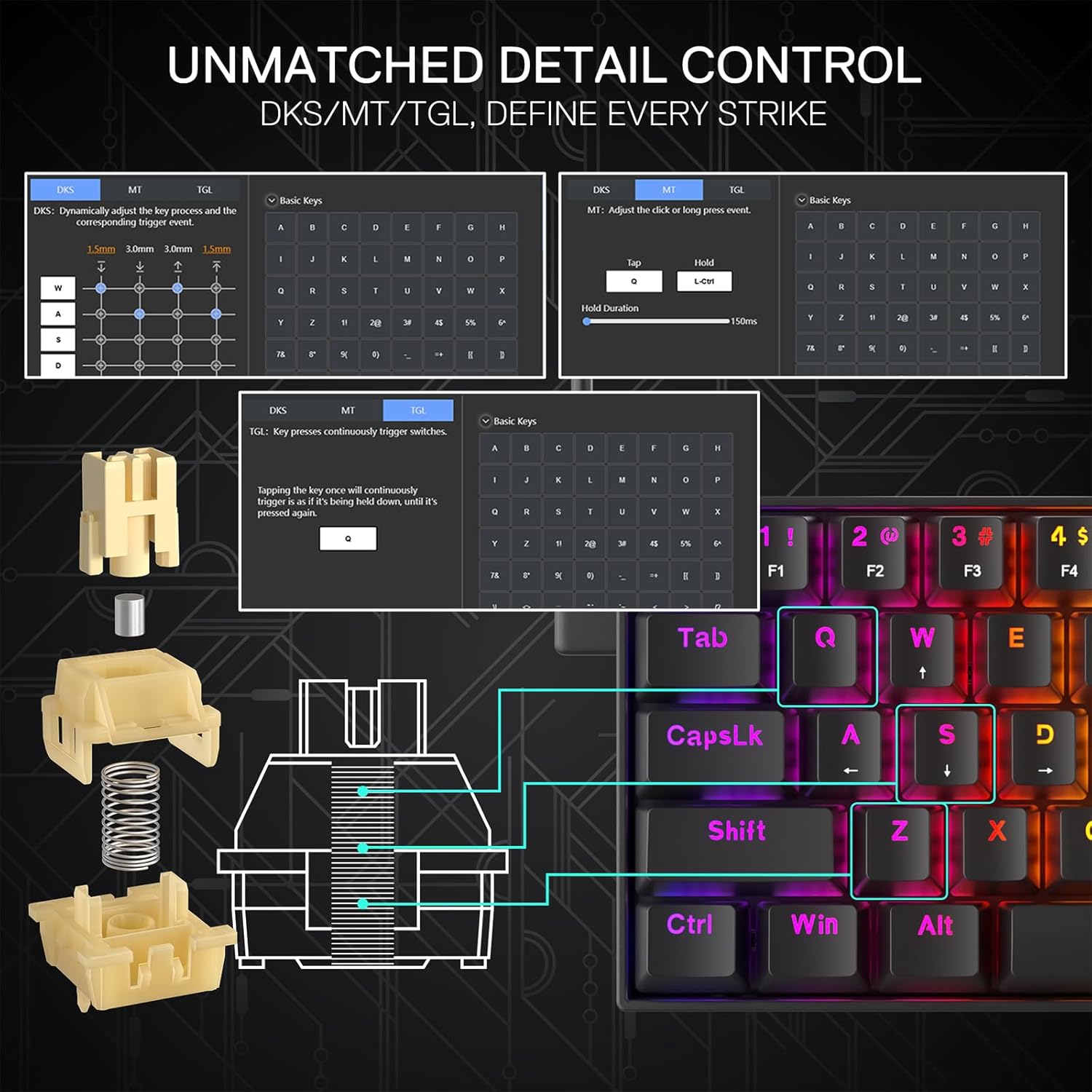 Redragon K617 he Rapid Trigger Gaming Keyboard 60% 61 Keys Wired Mechanical Keyboard W/hyper-fast Actuation Dedicated