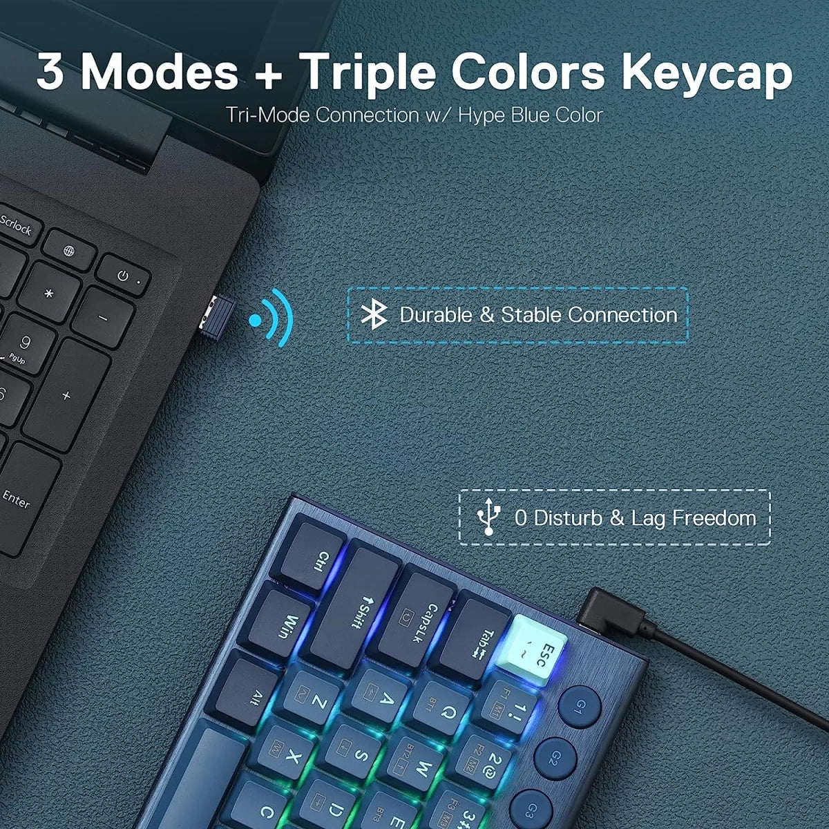 Redragon K632 Blue PRO 60% 3 Mode Connection RGB Mechanical Ultra Thin Low