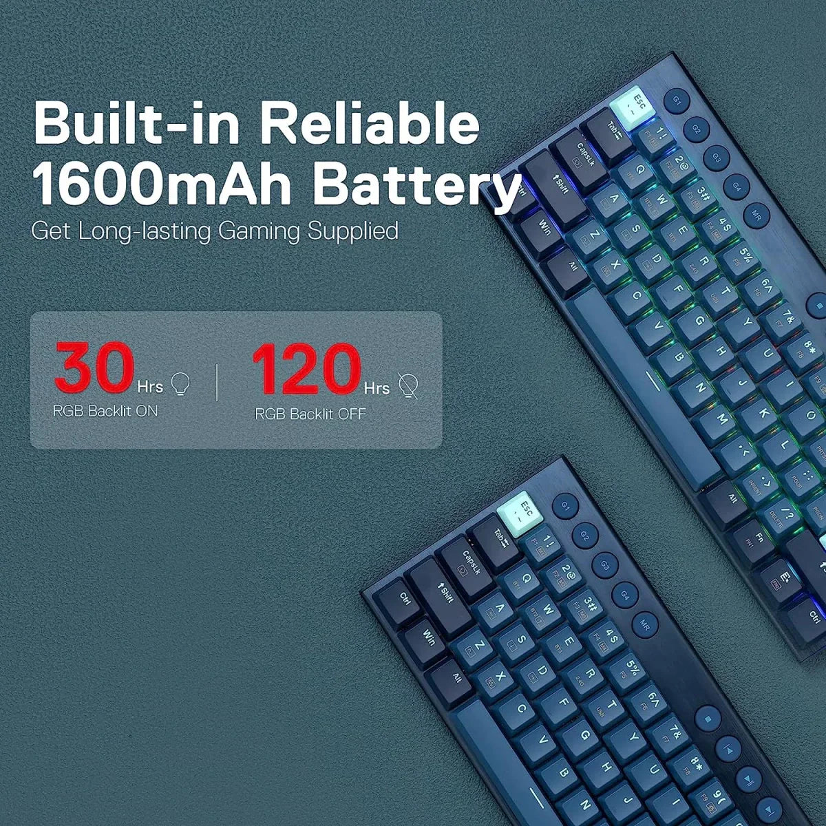 Redragon K632 Blue PRO 60% 3 Mode Connection RGB Mechanical Ultra Thin Low