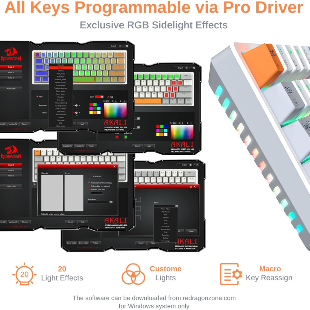 Redragon K642WGO AKALI 60% RGB Mechanical Keyboard Keyboard