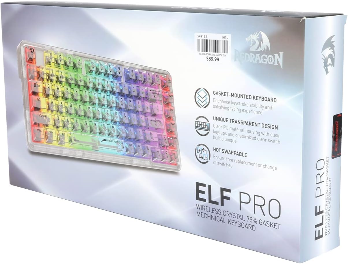 Redragon K649 PRO 78% Wireless Gasket RGB Gaming Keyboard 3 Modes 82 Keys Full