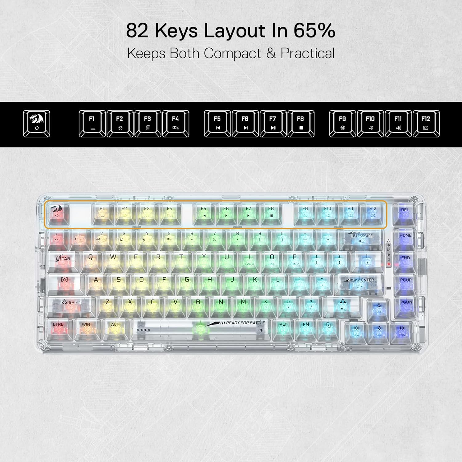 Redragon K649 PRO 78% Wireless Gasket RGB Gaming Keyboard 3 Modes 82 Keys Full