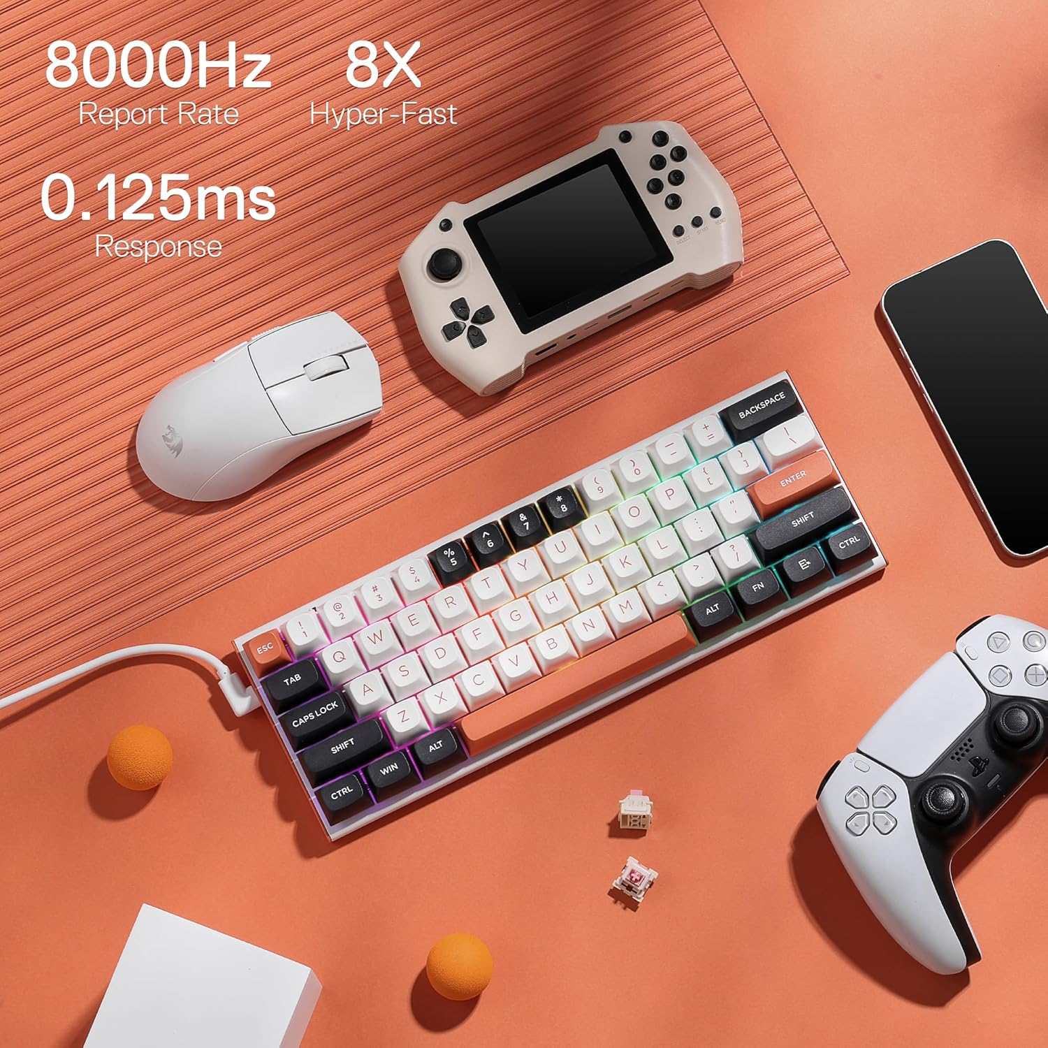 Redragon K683 Rapid Trigger he Gaming Keyboard 60% 61 Keys Wired Mechanical Keyboard W/hyper-fast Actuation Dedicated