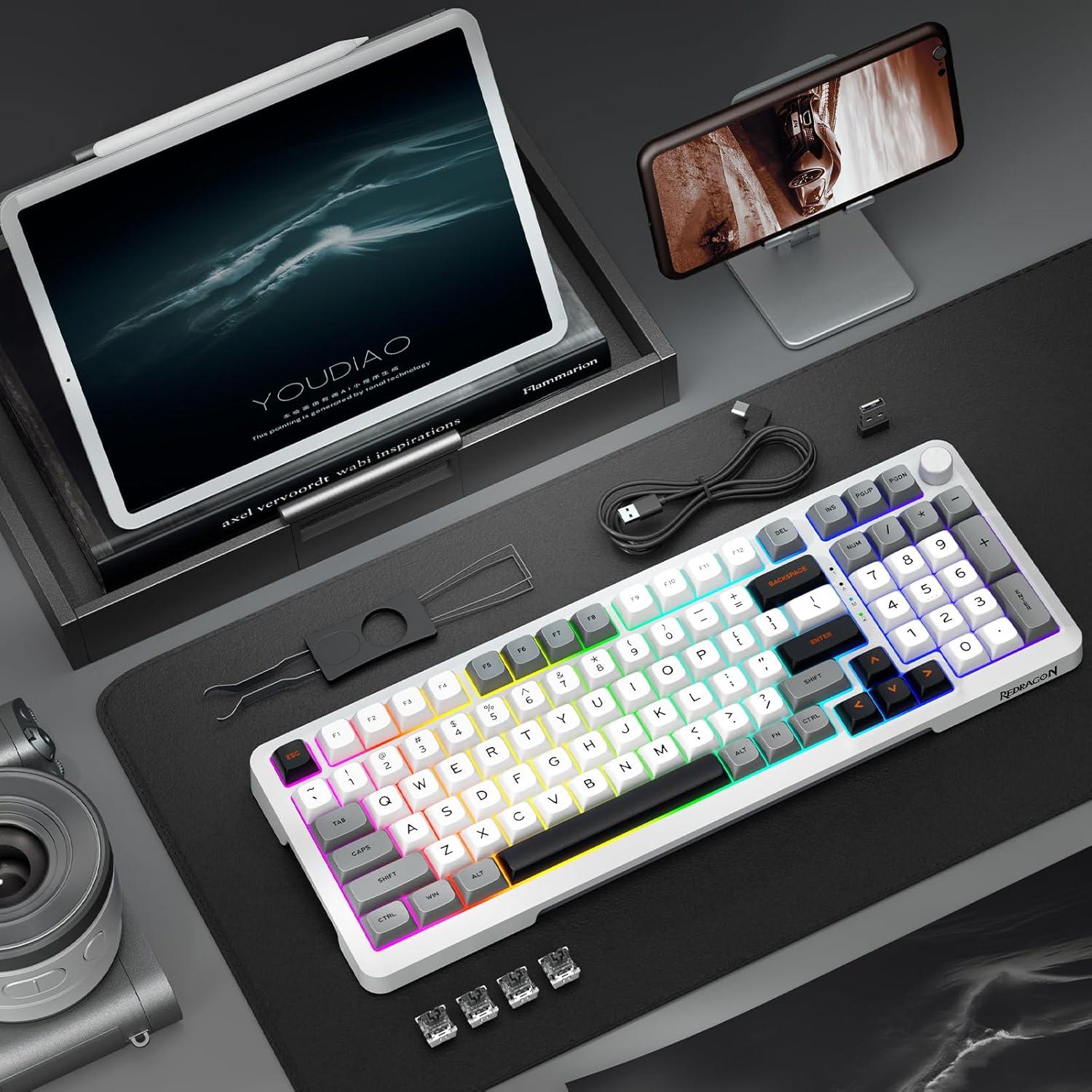 Redragon K688 GWL Wireless Mechanical Keyboard 3 Mode Gasket Mounted RGB Gaming