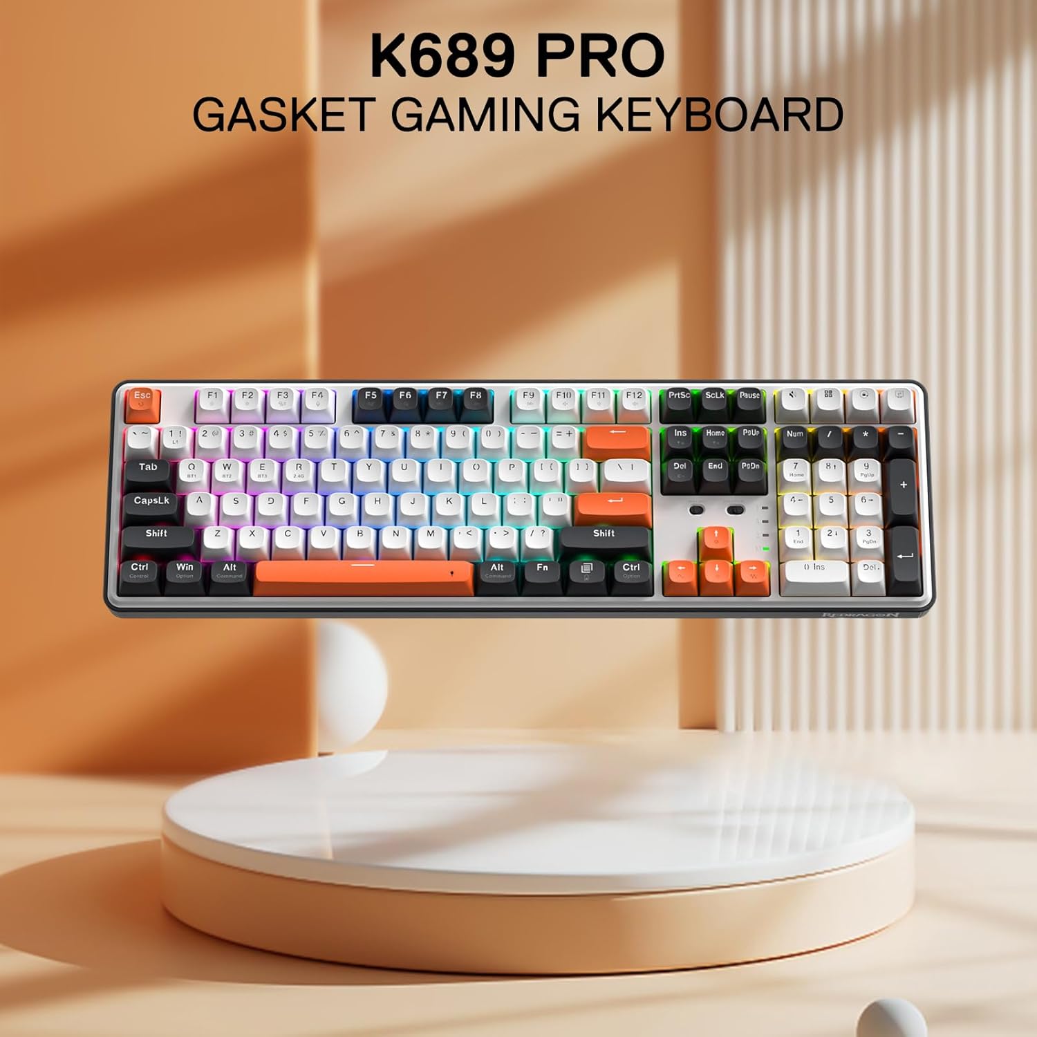 Redragon K689 PRO Wireless Gasket RGB Gaming Keyboard 104 Keys + Extra 4