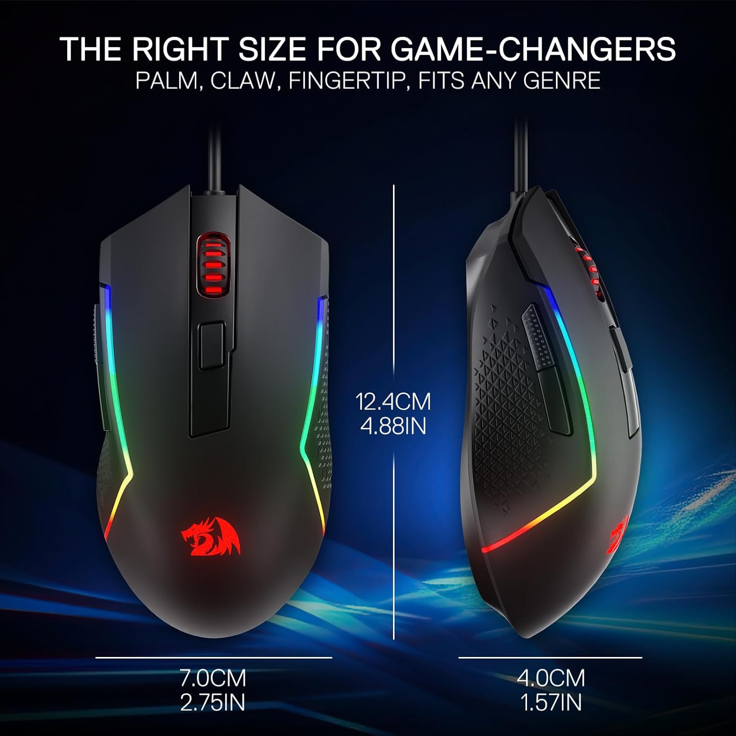 Redragon M616 RGB Gaming Mouse 10000 DPI Wired Optical Mouse with 6