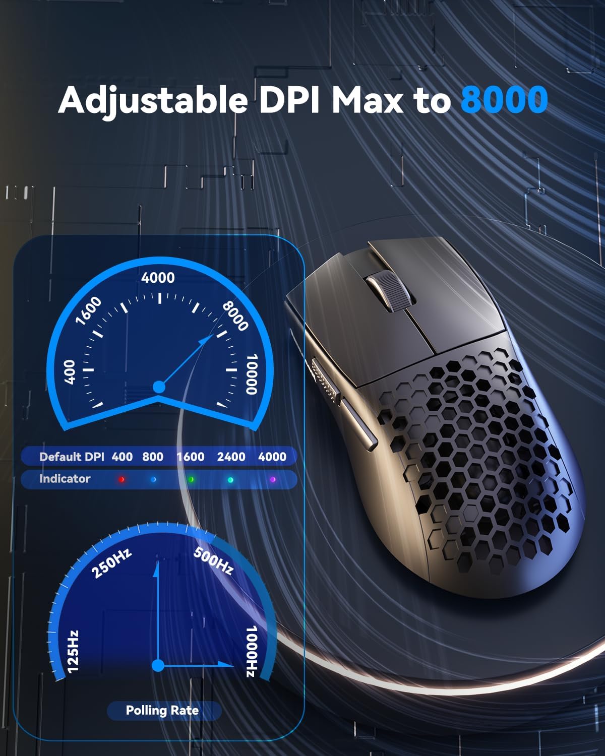 Redragon M725 Honeycomb Shell Gaming Mouse Wireless Ultra Lightweight 49g 8000